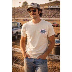 Ascot Park Mens Service Tee XXL 2XL Cream Racing Speedway Logo T-shirt USA Made